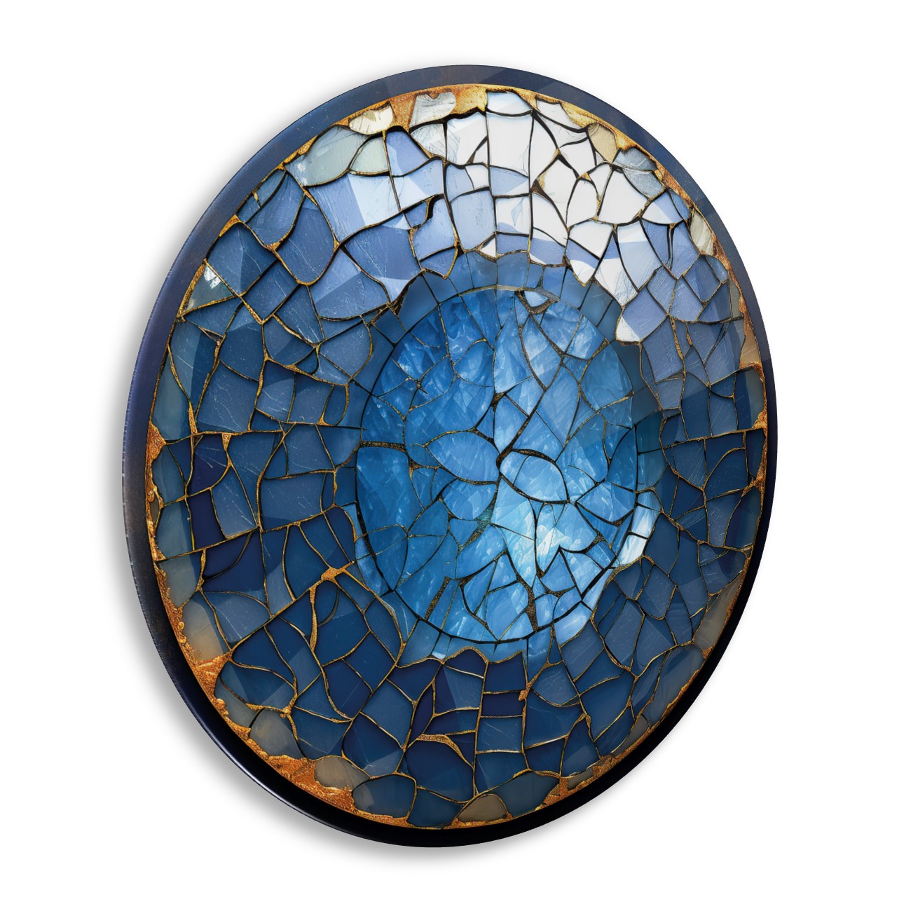 Soyut Mavi UV Baskı Cam Tablo