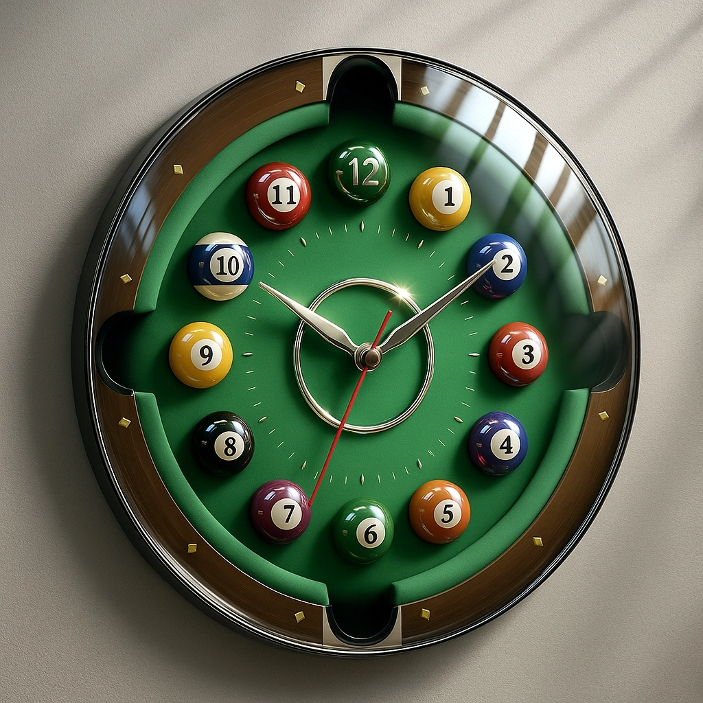 Bilardo Cam Duvar Saati