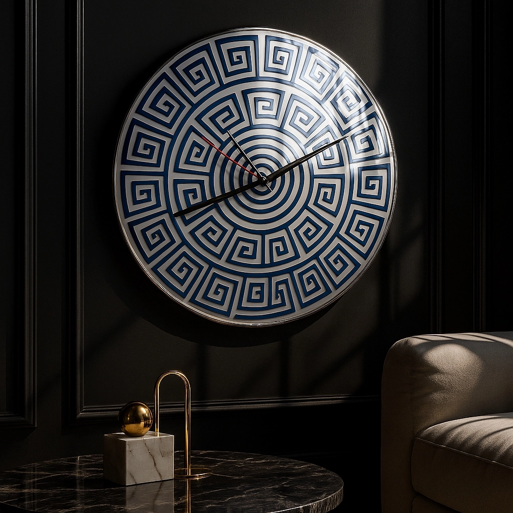 Antik Desenli Cam Duvar Saati