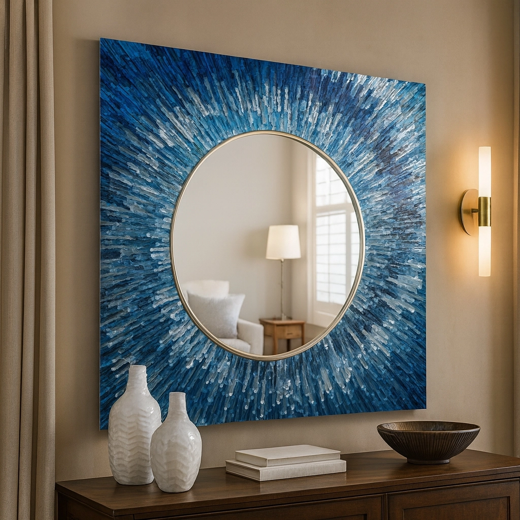 Soyut Mavi Kare  Ayna