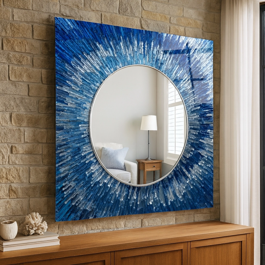 Soyut Mavi Kare  Ayna