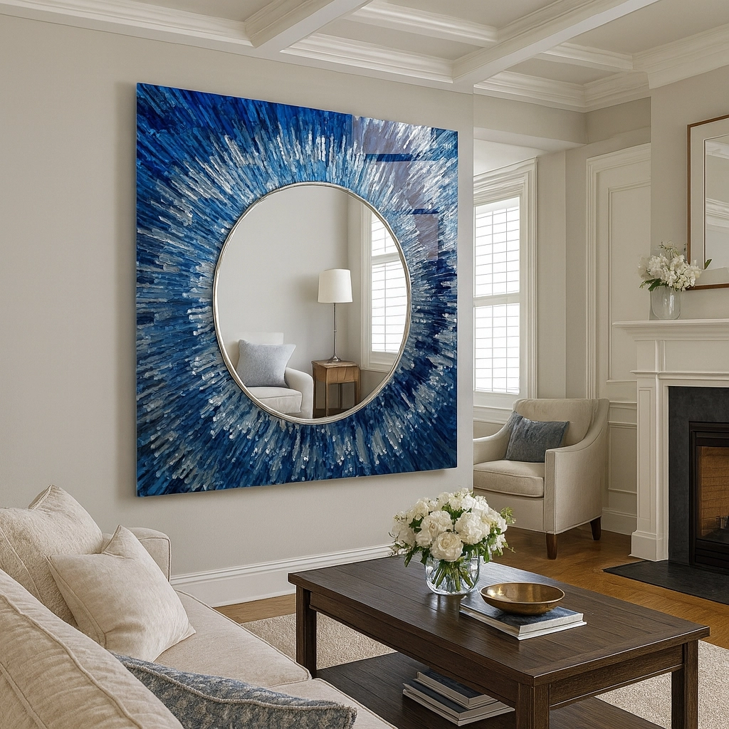 Soyut Mavi Kare  Ayna