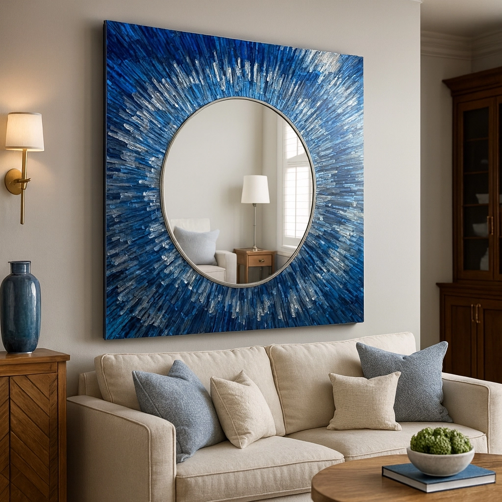 Soyut Mavi Kare  Ayna