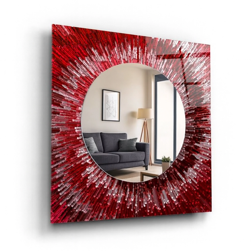 Soyut Kırmızı Kare  Ayna