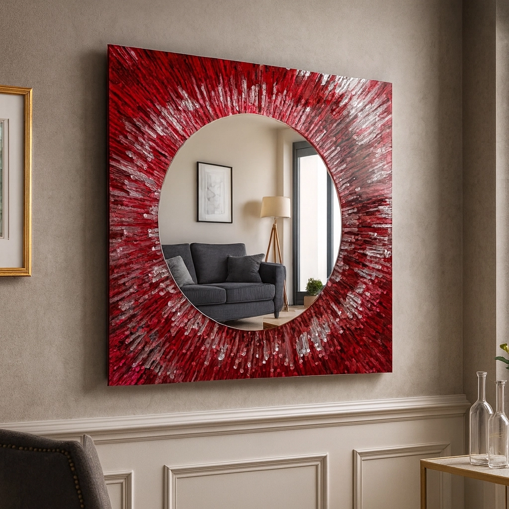 Soyut Kırmızı Kare  Ayna