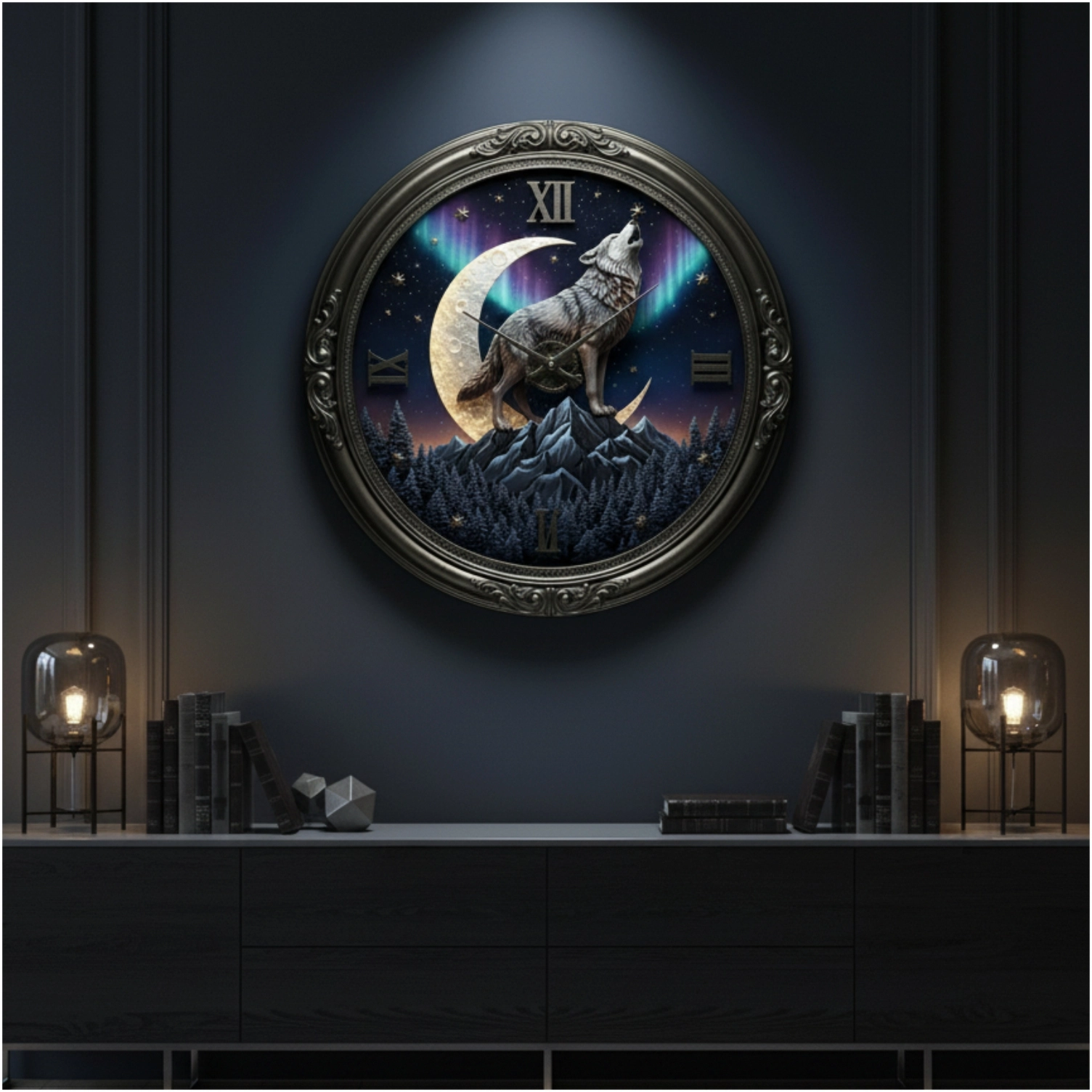 Ay Kurdu Cam Duvar Saati