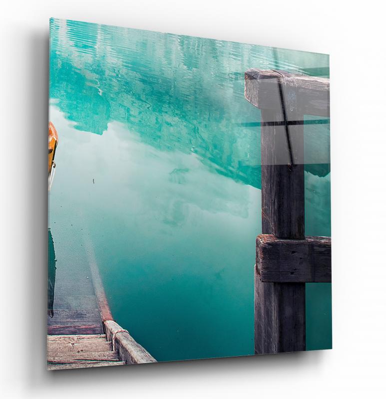 Göl Manzarası Collage Cam Tablo