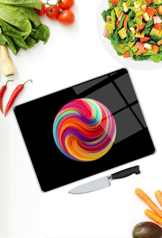 Renkli Desen Cam Kesme Tablası