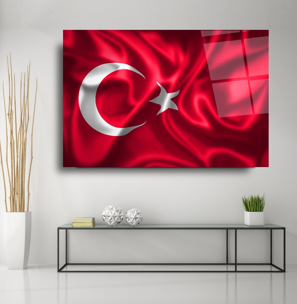 Türk Bayrağı Cam Tablo
