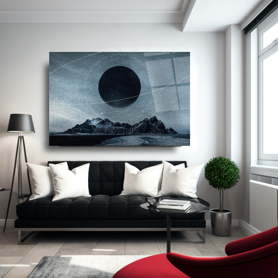 Ay Manzarası Cam Tablo