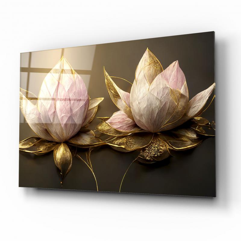 Lotus Çiçek Cam Tablo