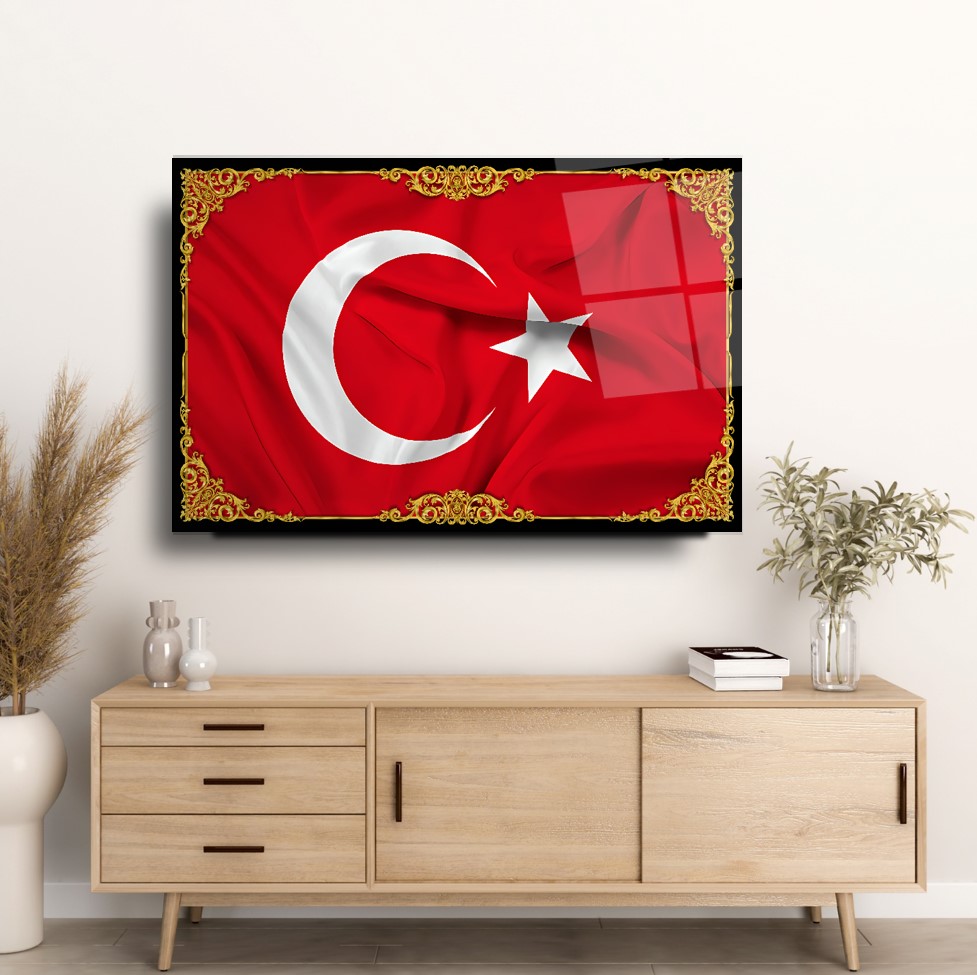 Türk Bayrağı Cam Tablo