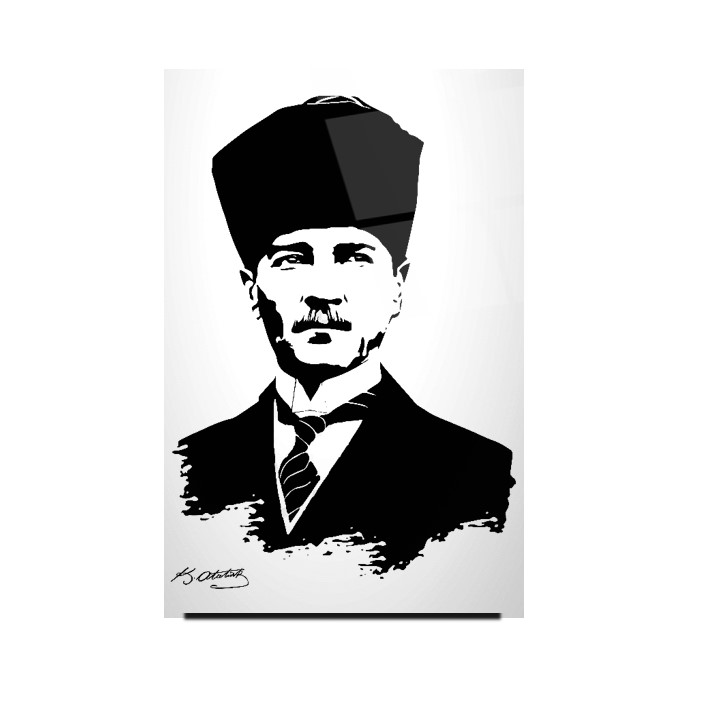 Atatürk Silüeti ve İmzası Cam Tablo