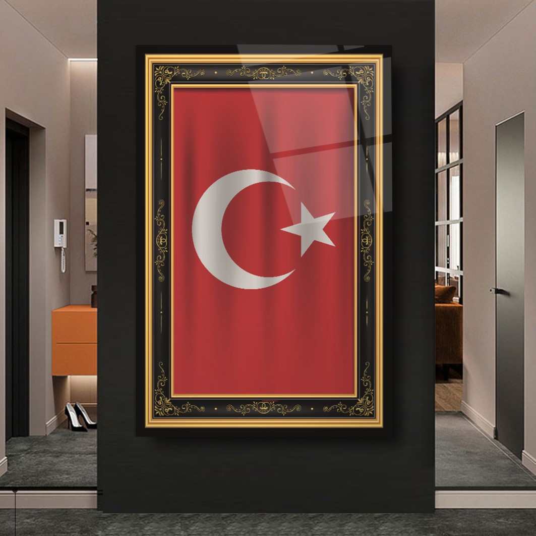 Türk Bayrağı Cam Tablo