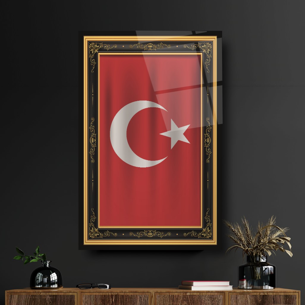 Türk Bayrağı Cam Tablo