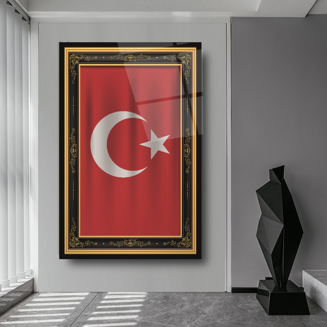 Türk Bayrağı Cam Tablo