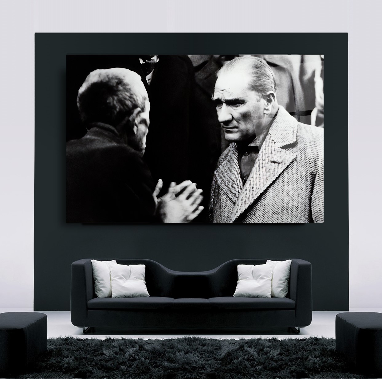 Atatürk ve Köylü Cam Tablo