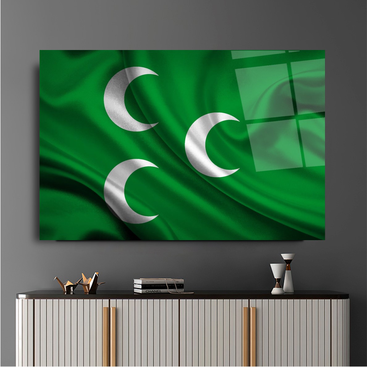 Osmanlı Bayrağı Cam Tablo