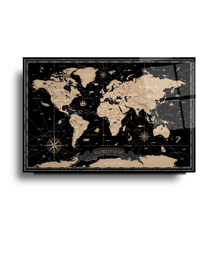 Dünya Haritası Cam Tablo