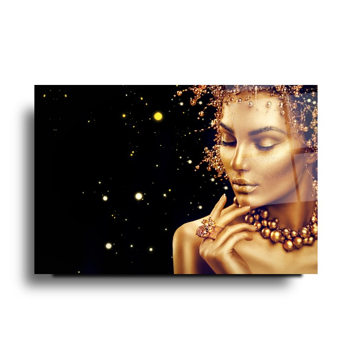 Gold Kadın Cam Tablo