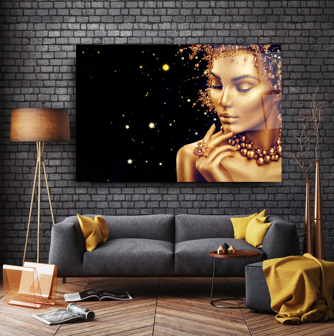 Gold Kadın Cam Tablo