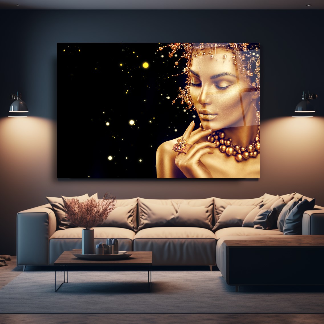 Gold Kadın Cam Tablo