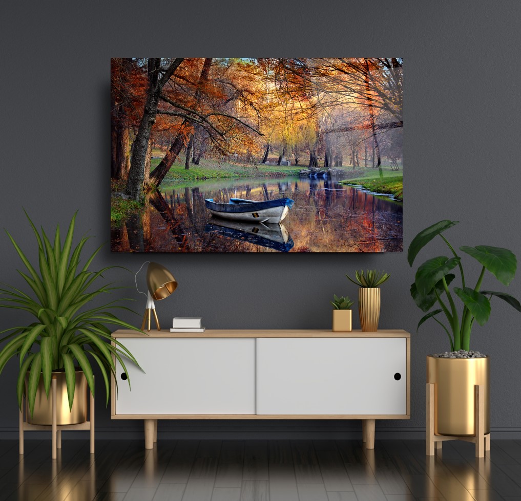 Göl Manzarası Cam Tablo