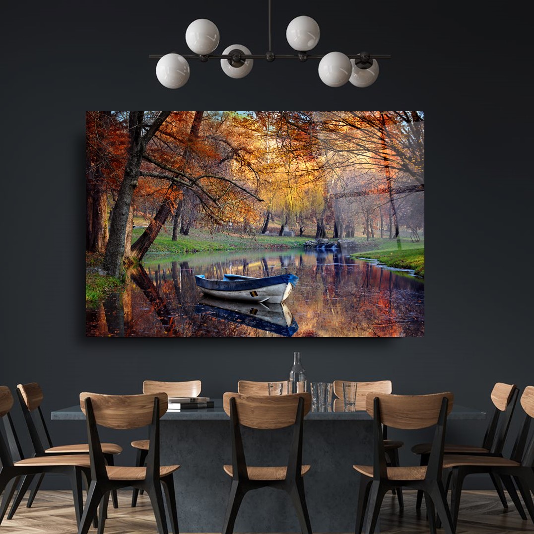 Göl Manzarası Cam Tablo