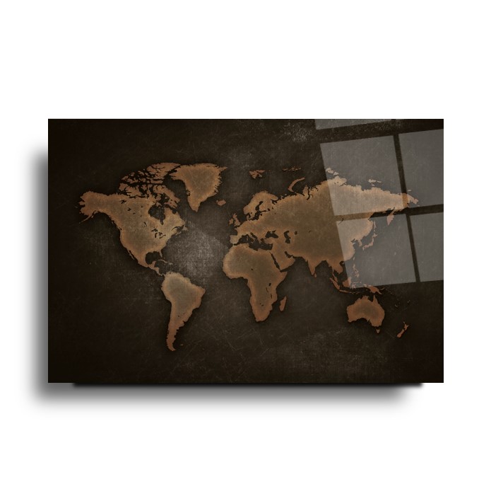 Dünya Haritası Cam Tablo