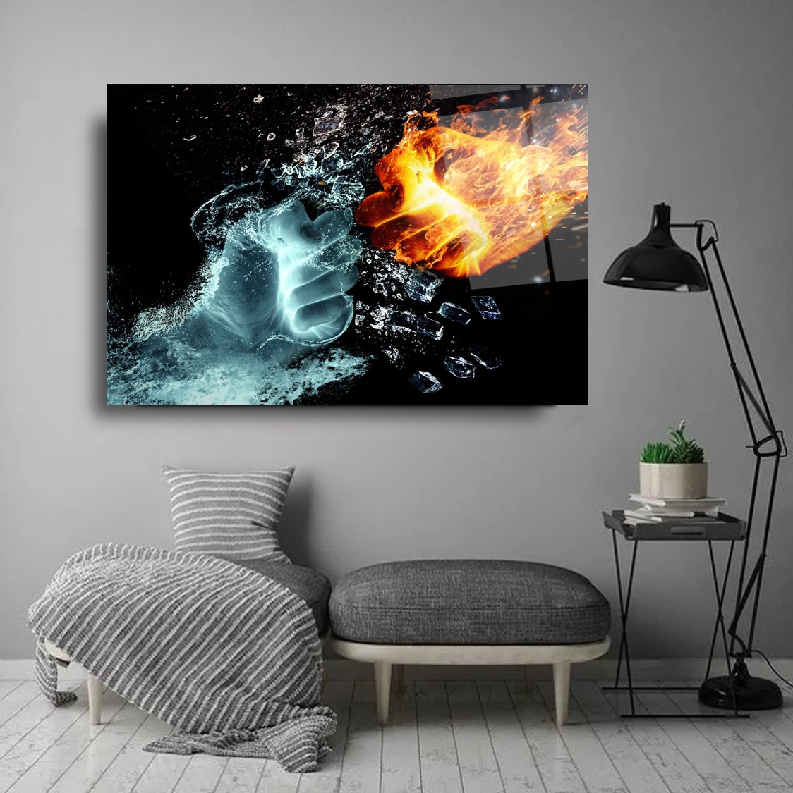 Ateş Ve Su Cam Tablo