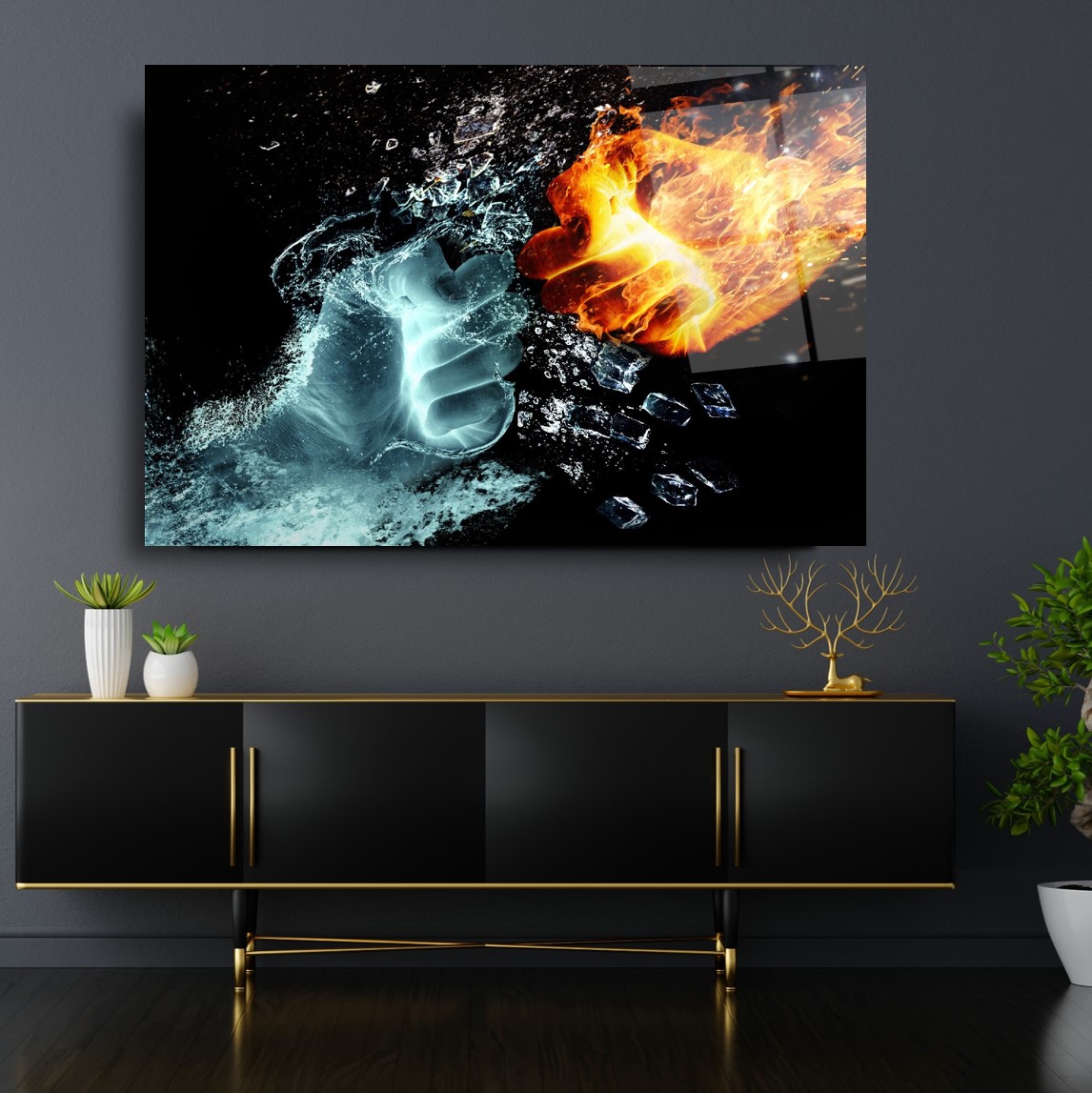 Ateş Ve Su Cam Tablo