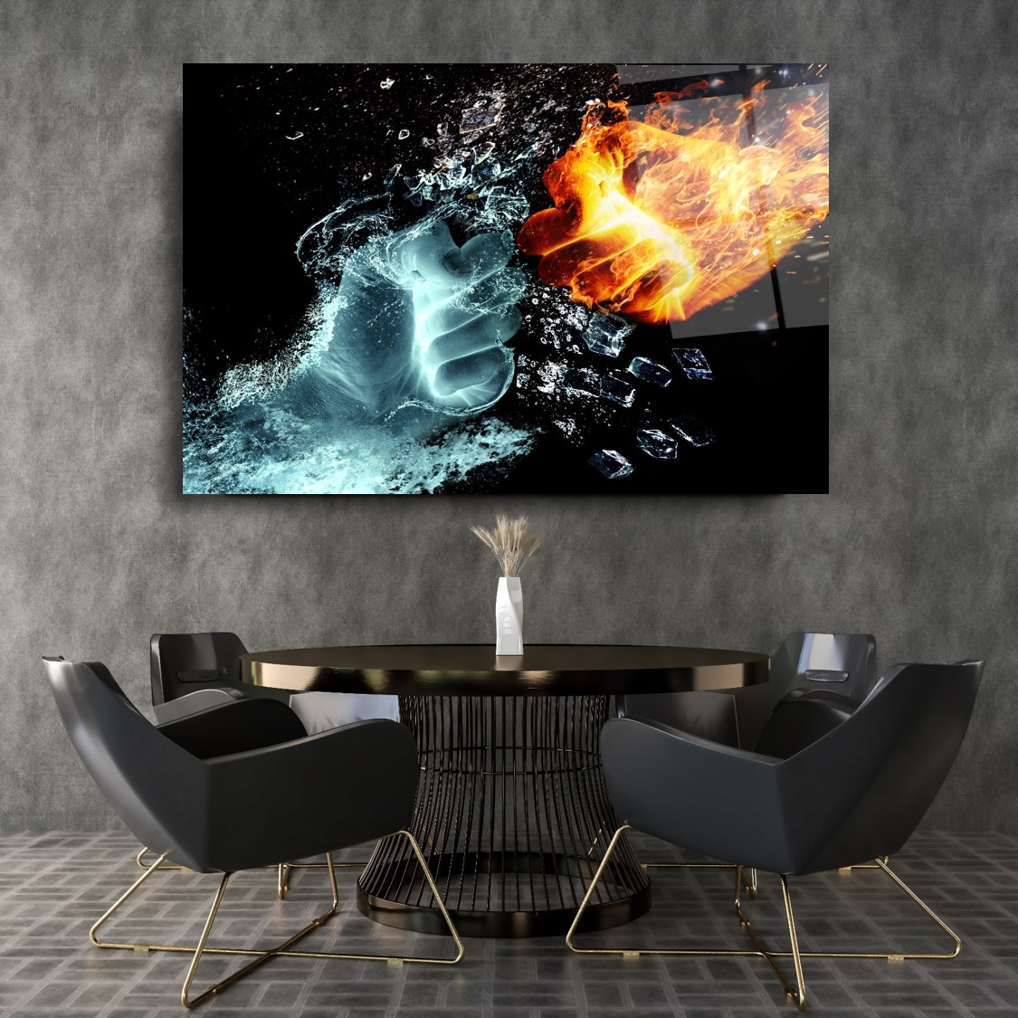 Ateş Ve Su Cam Tablo