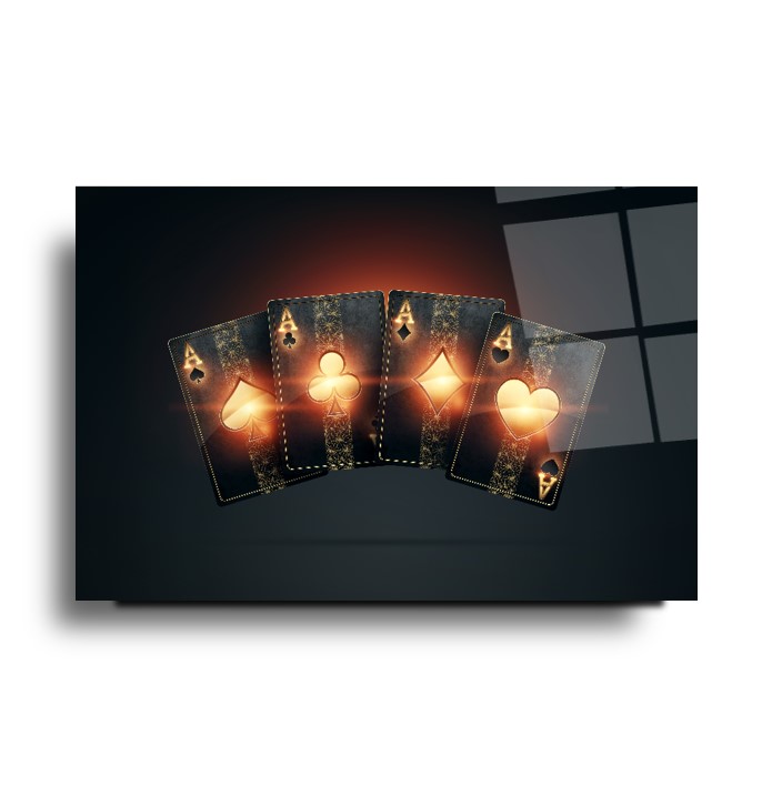 İskambil Kartları Cam Tablo