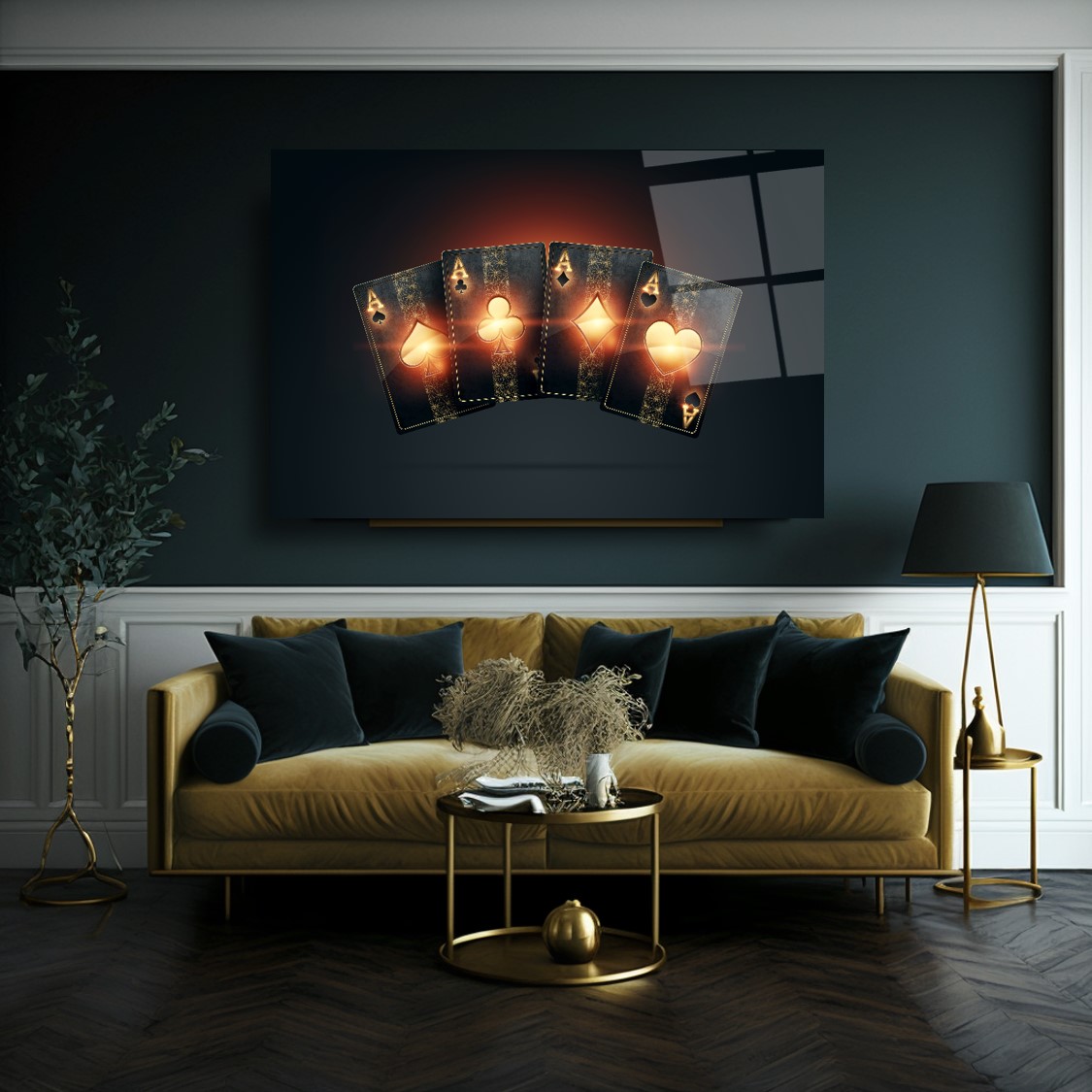 İskambil Kartları Cam Tablo