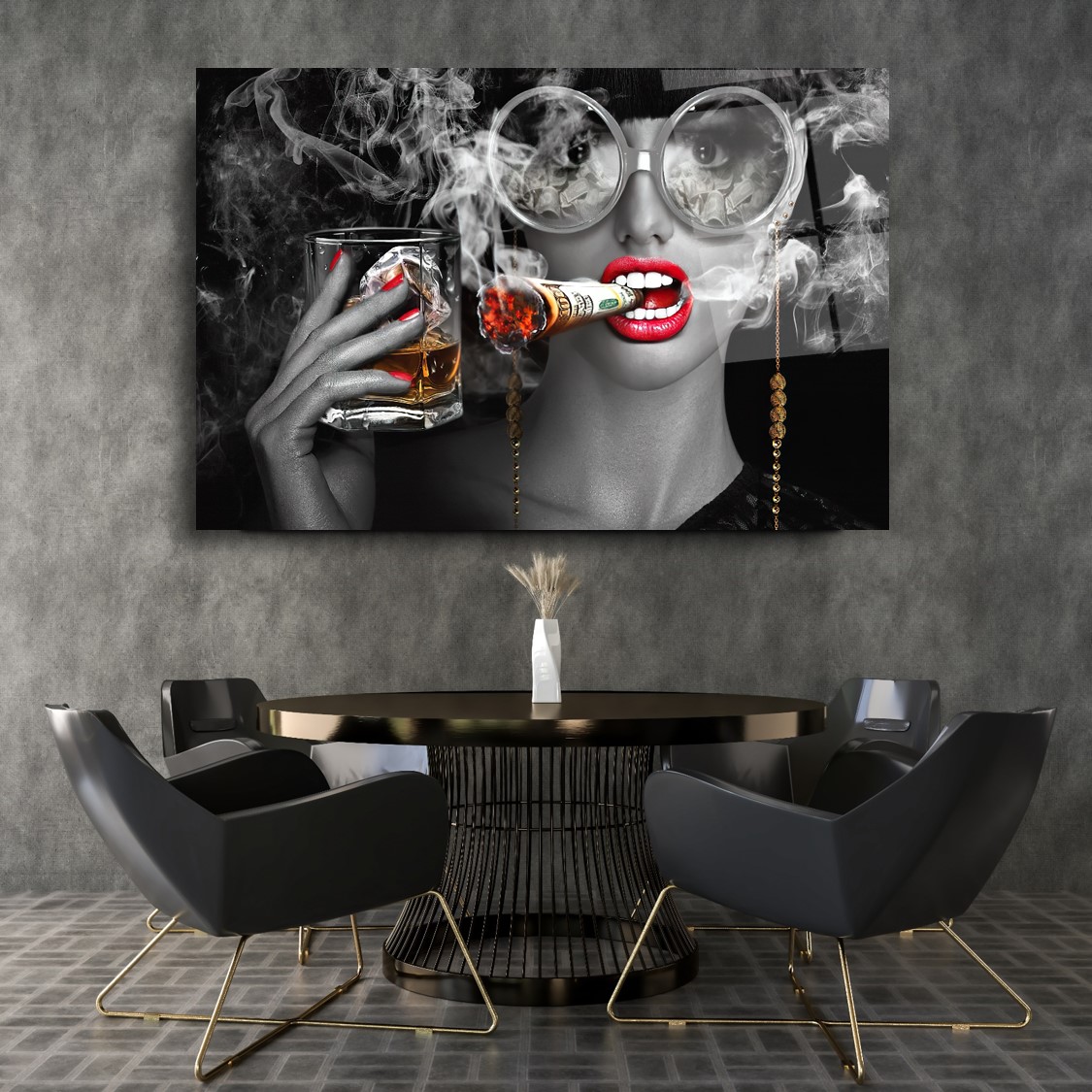 Sigara Para Kadın Cam Tablo