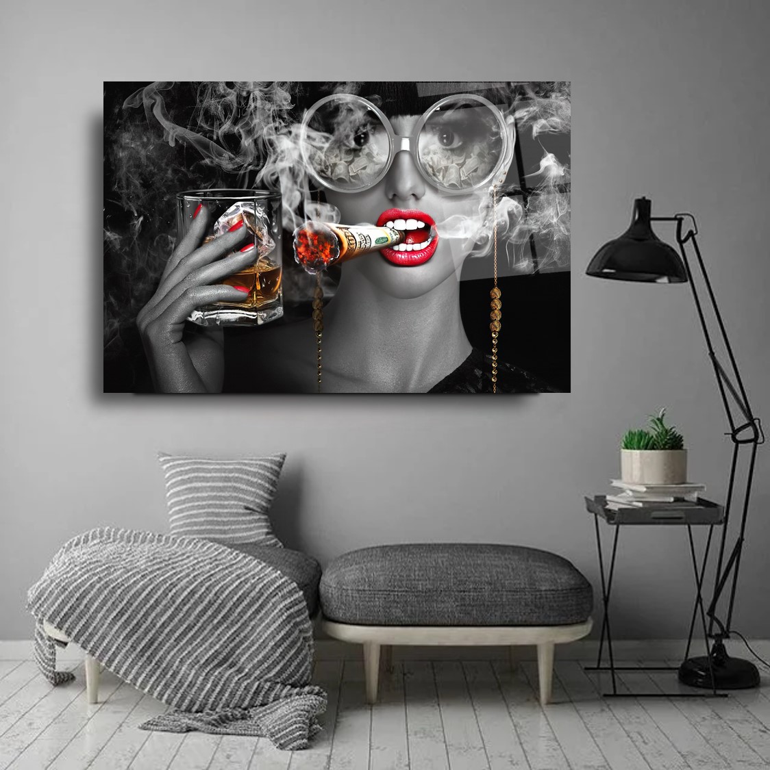 Sigara Para Kadın Cam Tablo