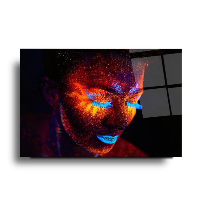Neon Kadın Cam Tablo
