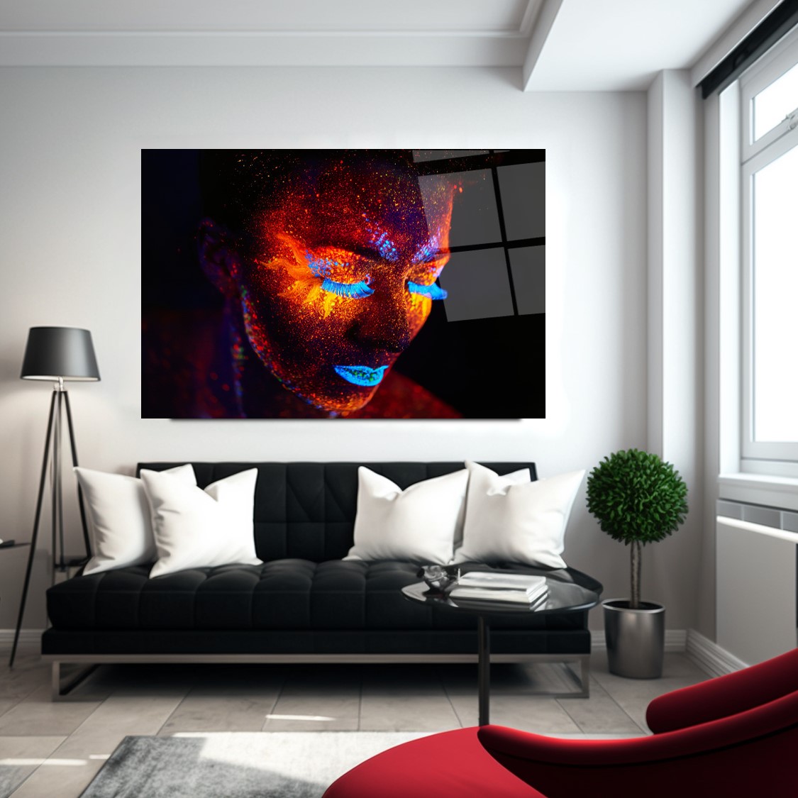Neon Kadın Cam Tablo