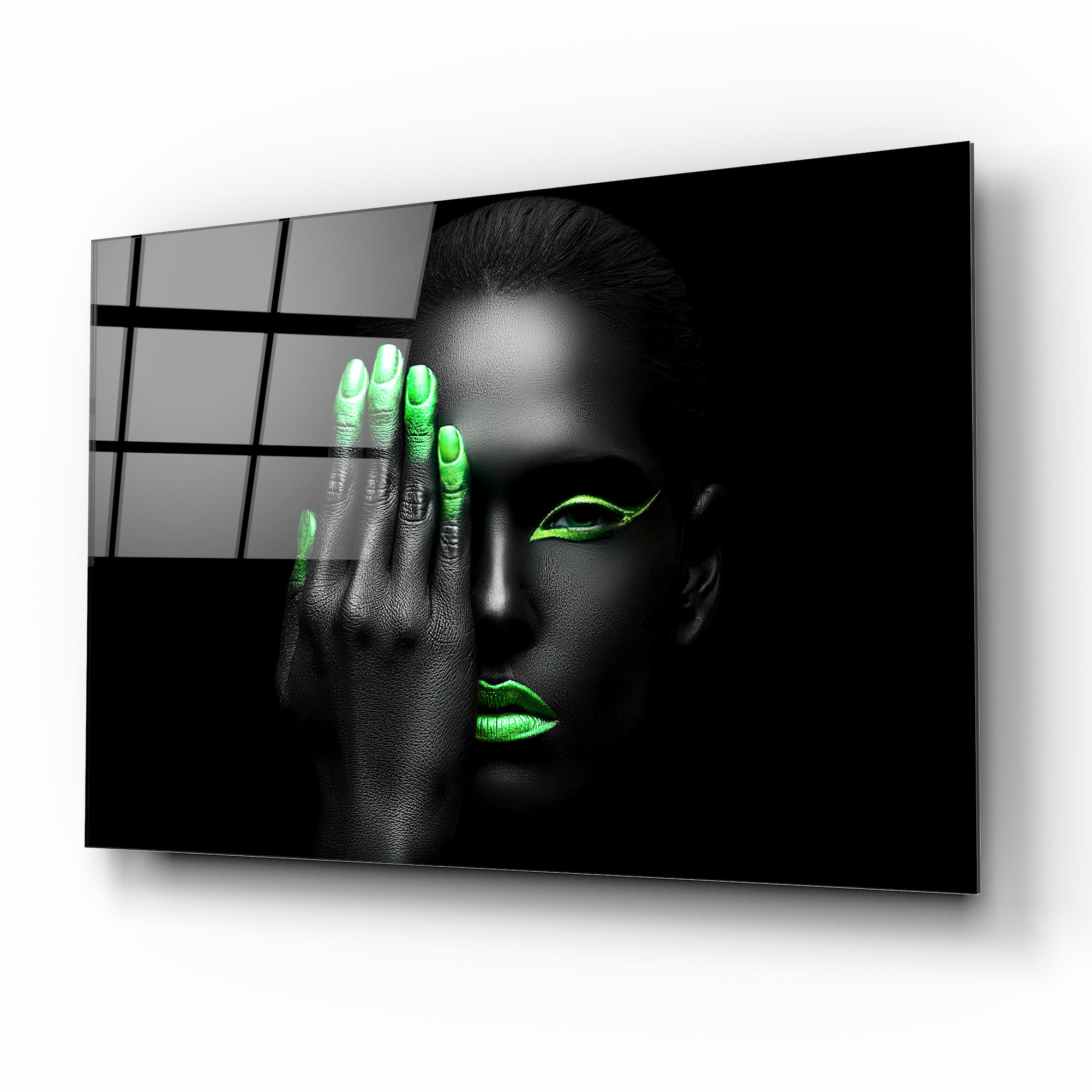 Neon Kadın Cam Tablo