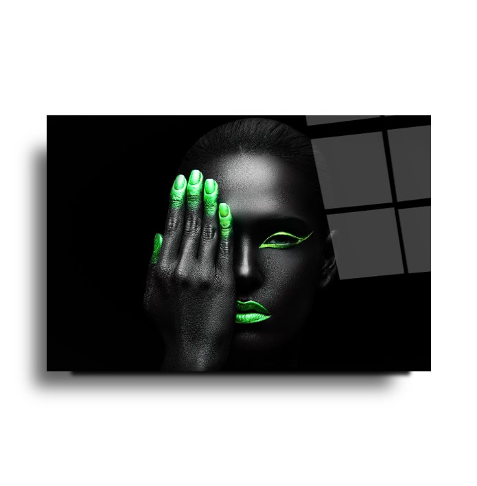 Neon Kadın Cam Tablo