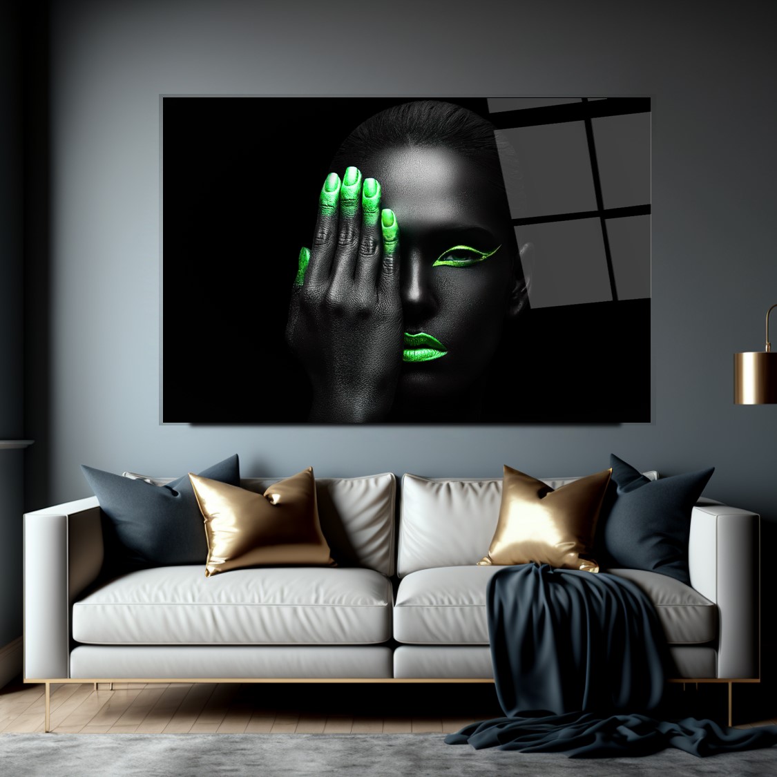 Neon Kadın Cam Tablo