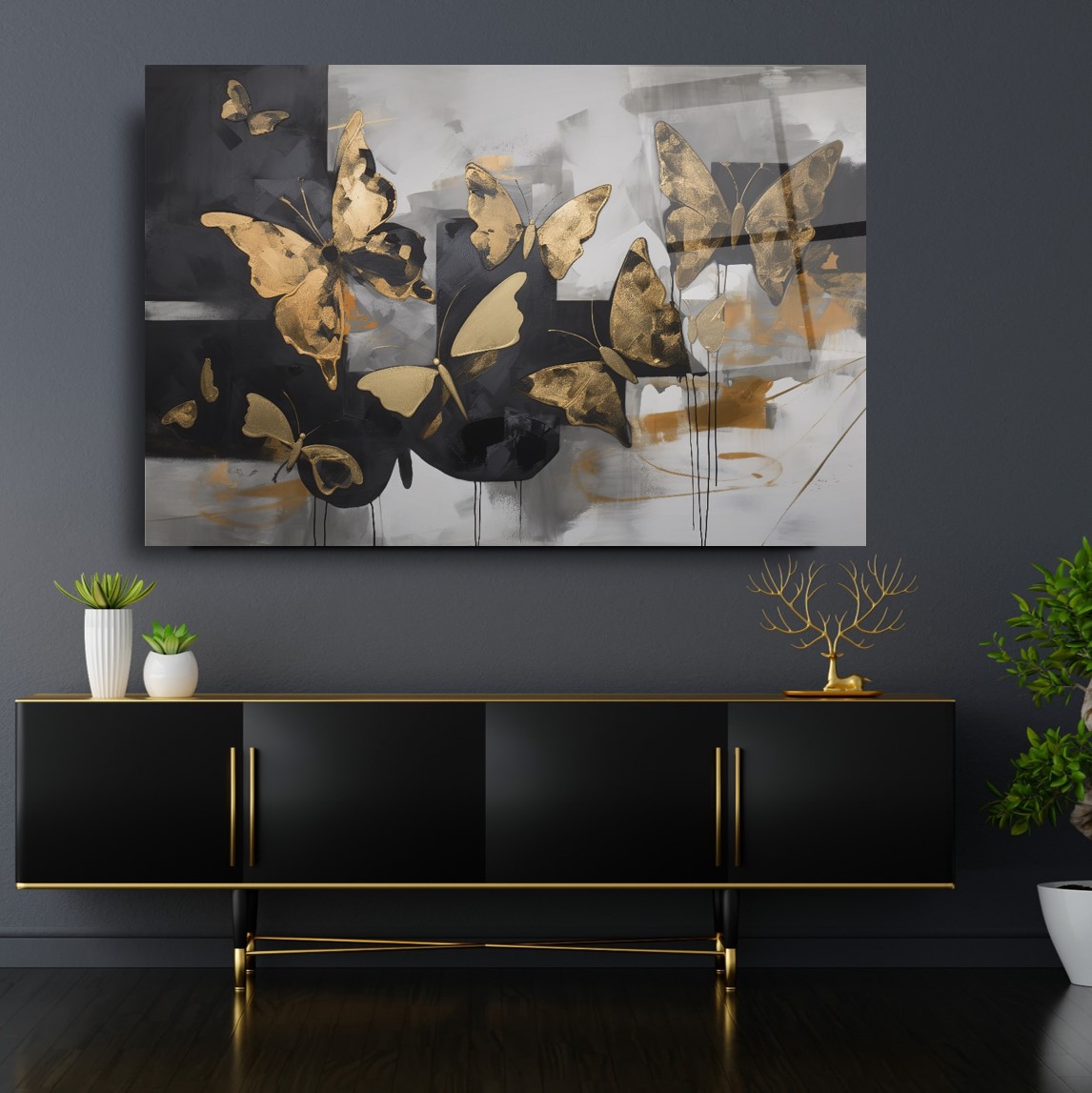 Kelebekler Cam Tablo