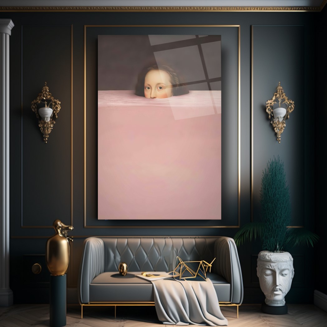 Boğulan Portre Cam Tablo