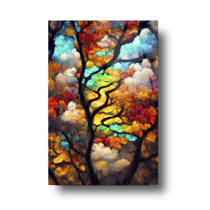 Renkli Ağaç Cam Tablo