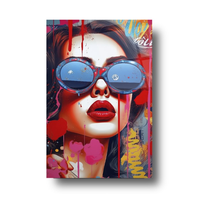 Pop Art Kadın  Cam Tablo