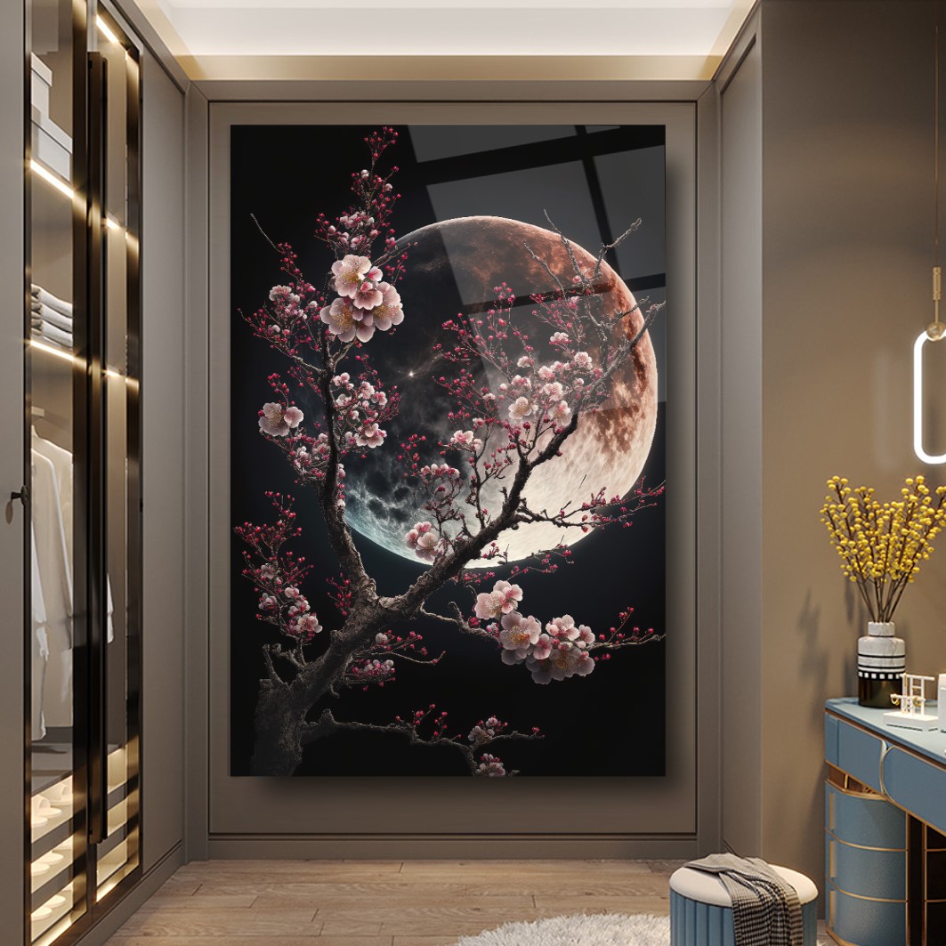 Ay Manzarası Cam Tablo