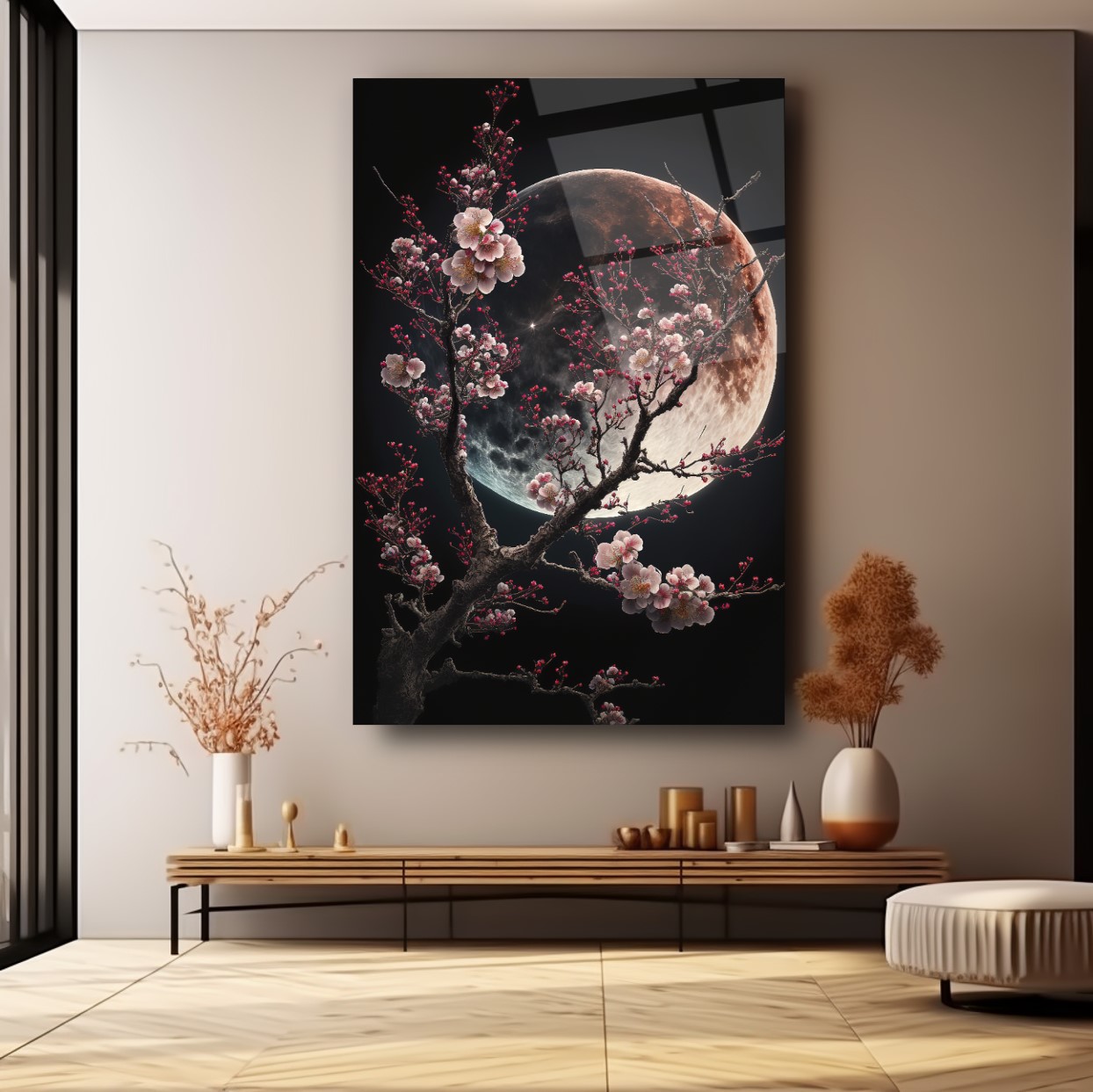 Ay Manzarası Cam Tablo