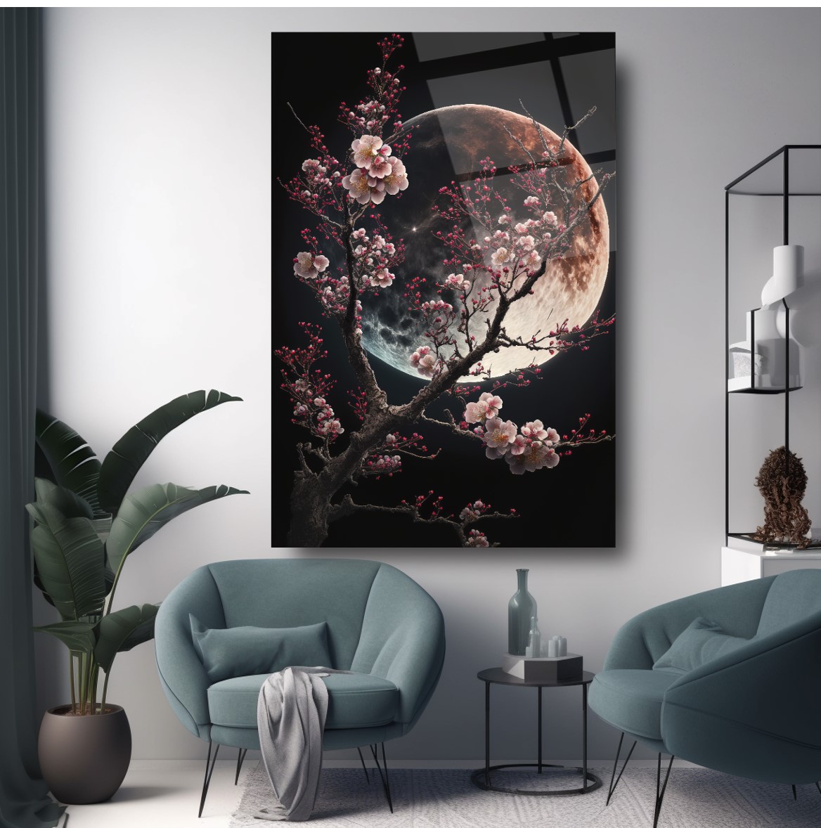 Ay Manzarası Cam Tablo