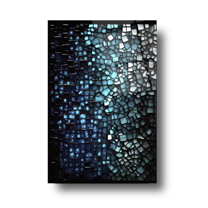 Soyut Mavi Cam Tablo