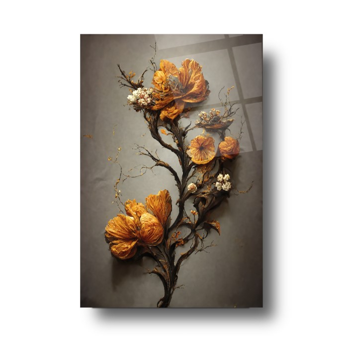 Sarı Çiçek Cam Tablo